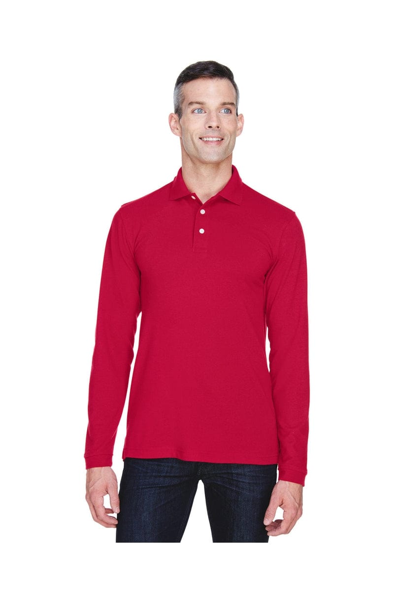 Harriton Polos/Knits XS / Red Harriton M265L: Men's 5.6 oz. Easy Blend(tm) Long-Sleeve Polo