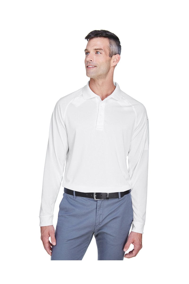 Harriton Polos/Knits XS / White Harriton M211L: Men's Tactical Long-Sleeve Performance Polo
