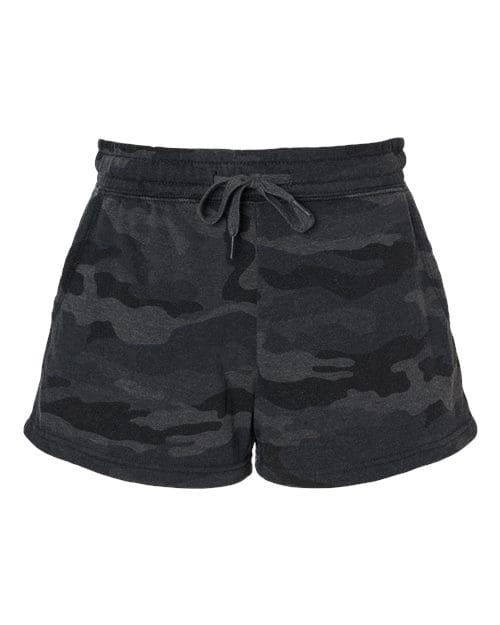 Independent Trading Co. PRM20SRT-Women’s Lightweight California Wave Wash Fleece Shorts in Black Camo Heather