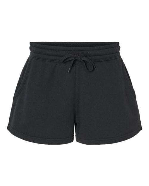 Independent Trading Co. PRM20SRT-Women’s Lightweight California Wave Wash Fleece Shorts in Black