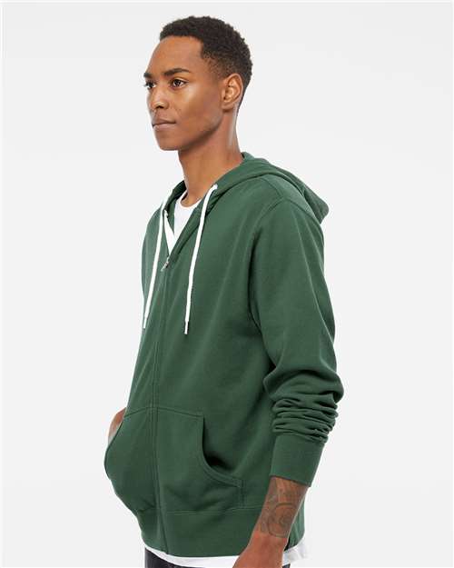 Independent Trading Co. 1616 AFX90UNZ: Unisex Lightweight Full-Zip Hooded Sweatshirt