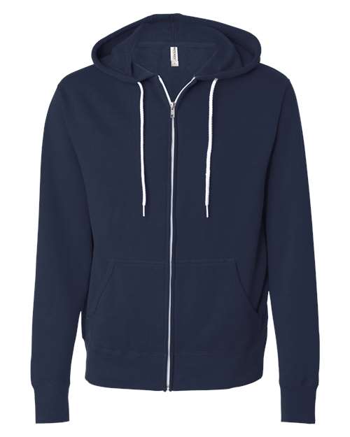 Independent Trading Co. 1616 AFX90UNZ: Unisex Lightweight Full-Zip Hooded Sweatshirt