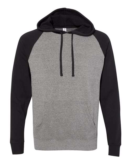 Independent Trading Co. 3304 S / Nickel Heather/ Black PRM33SBP-Unisex Special Blend Raglan Hooded Sweatshirt