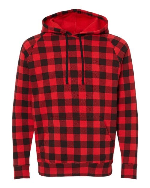 Independent Trading Co. 3304 S / Red Buffalo Plaid PRM33SBP-Unisex Special Blend Raglan Hooded Sweatshirt