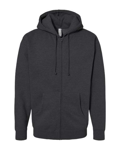 Independent Trading Co. 360 S / Charcoal Heather IND4000Z-Unisex Heavyweight Full-Zip Hooded Sweatshirt