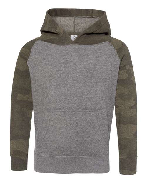 Independent Trading Co. PRM10TSB Toddler Special Blend Hooded Raglan Sweatshirt in Nickel Heather/ Forest Camo