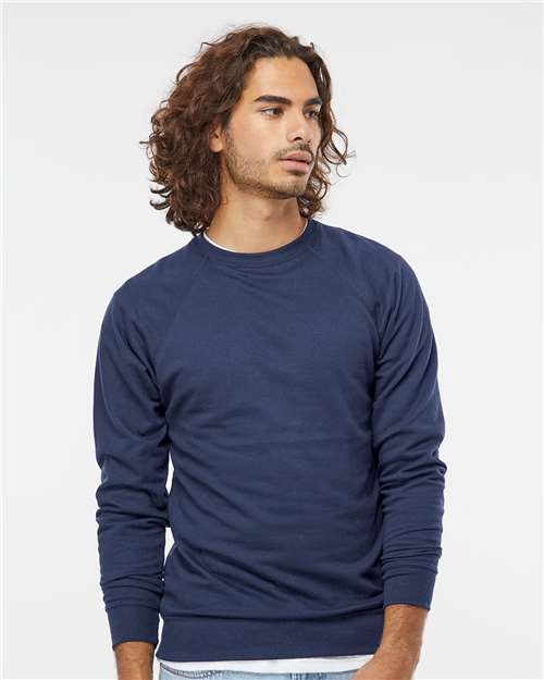 Independent Trading Co. 9136 XS / Indigo SS1000C: Unisex Icon Lightweight Loopback Terry Crewneck Sweatshirt