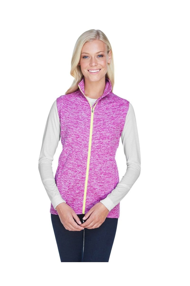 J America Sweatshirts/Fleece S / Magenta/ Neon Yl J America JA8625: Ladies' Lasic Cosmic Fleece Vest