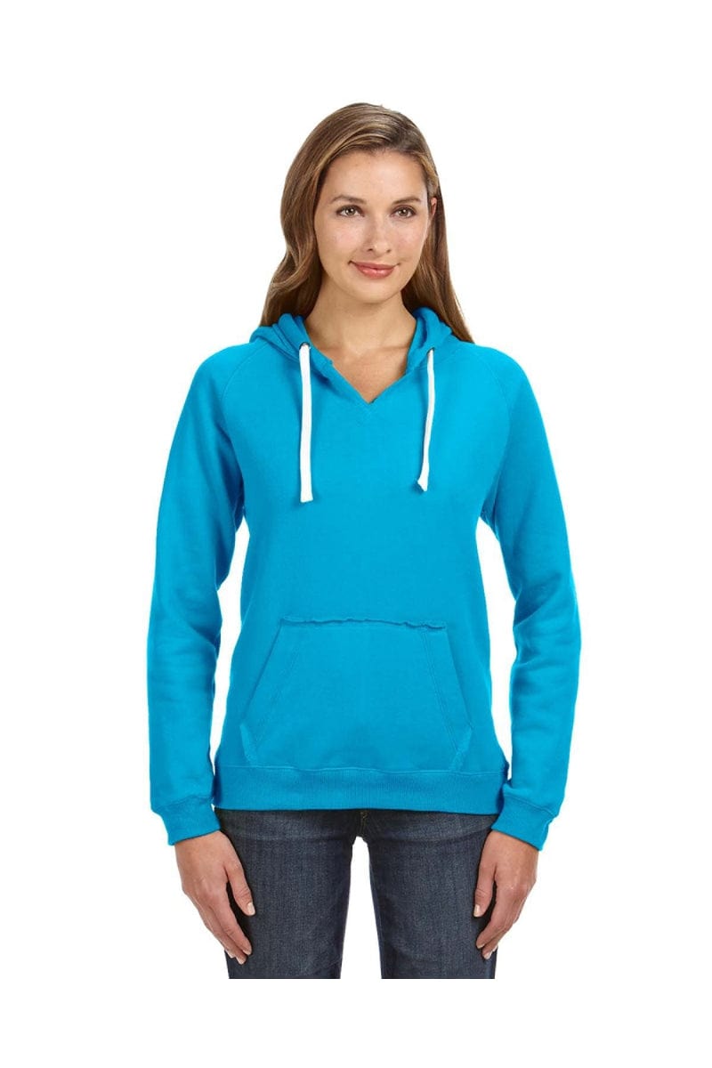 J America Sweatshirts/Fleece S / Turqberry J America JA8836: Ladies' Sydney Brushed V-Neck Hood