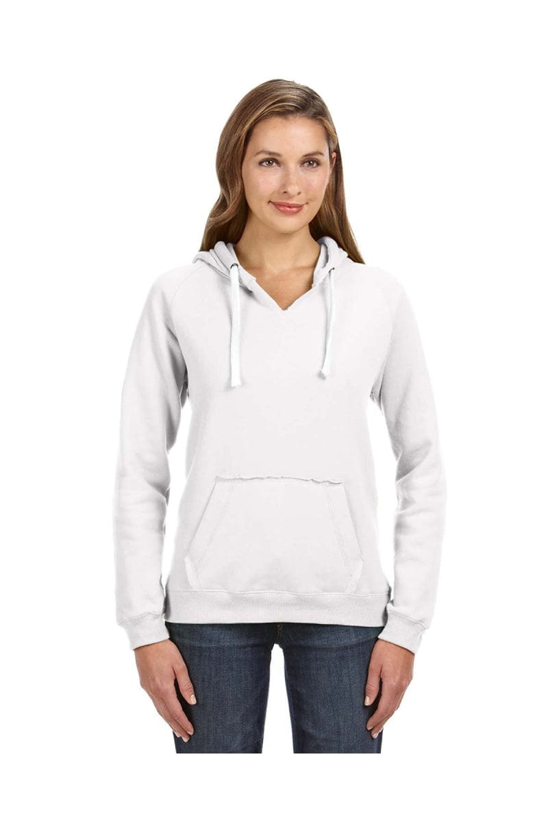 J America Sweatshirts/Fleece S / White J America JA8836: Ladies' Sydney Brushed V-Neck Hood