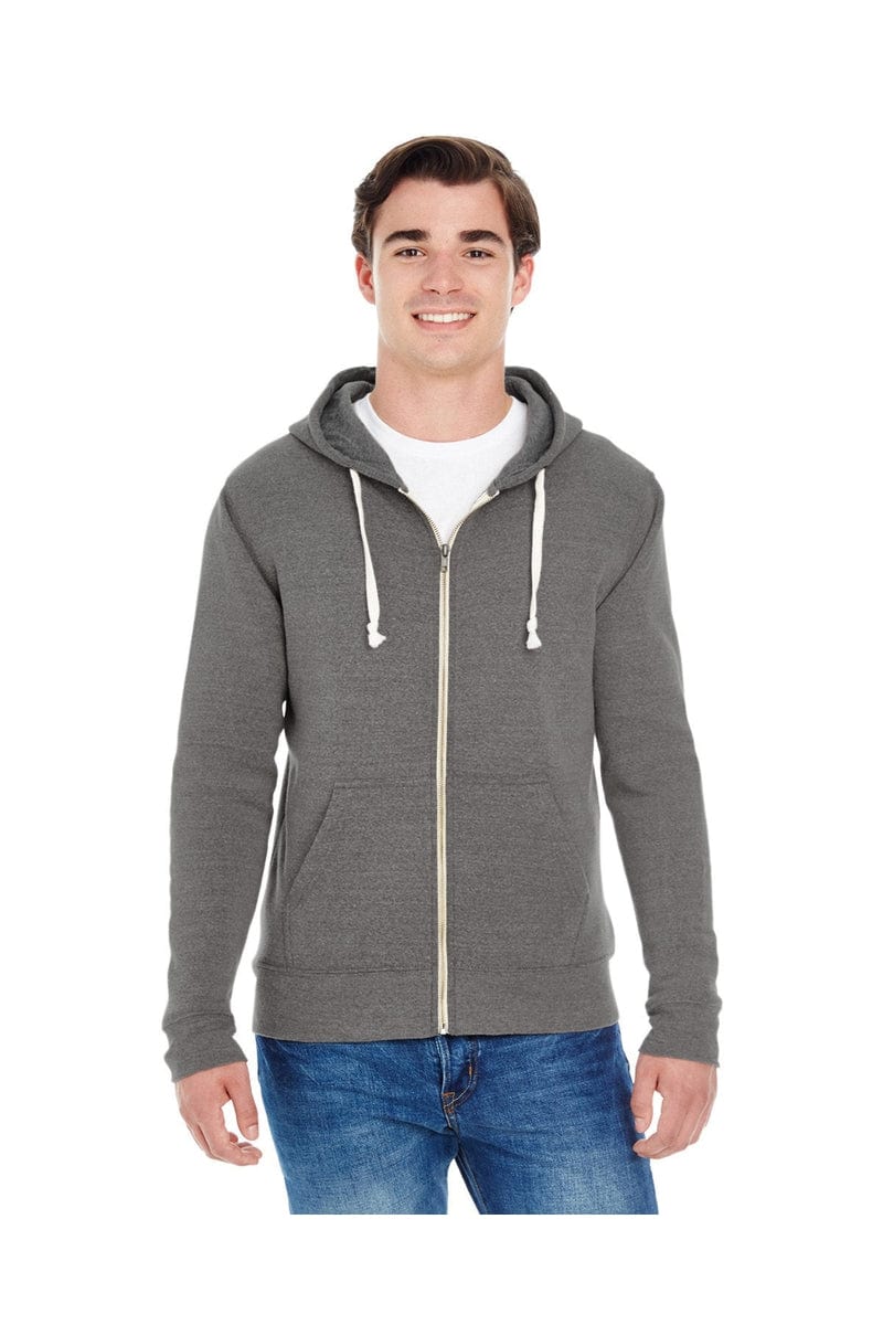 J America Sweatshirts/Fleece XS / Smoke Triblend J America JA8872: Adult Triblend Full-Zip Fleece Hood