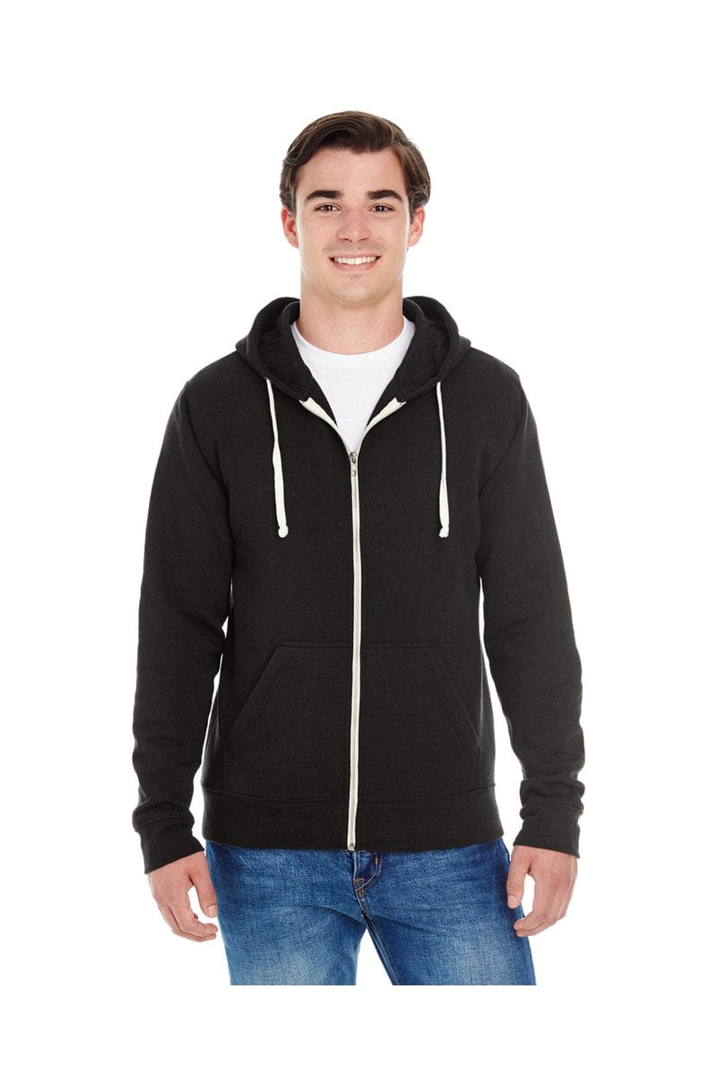 J America Sweatshirts/Fleece XS / Solid Blk Trblnd J America JA8872: Adult Triblend Full-Zip Fleece Hood