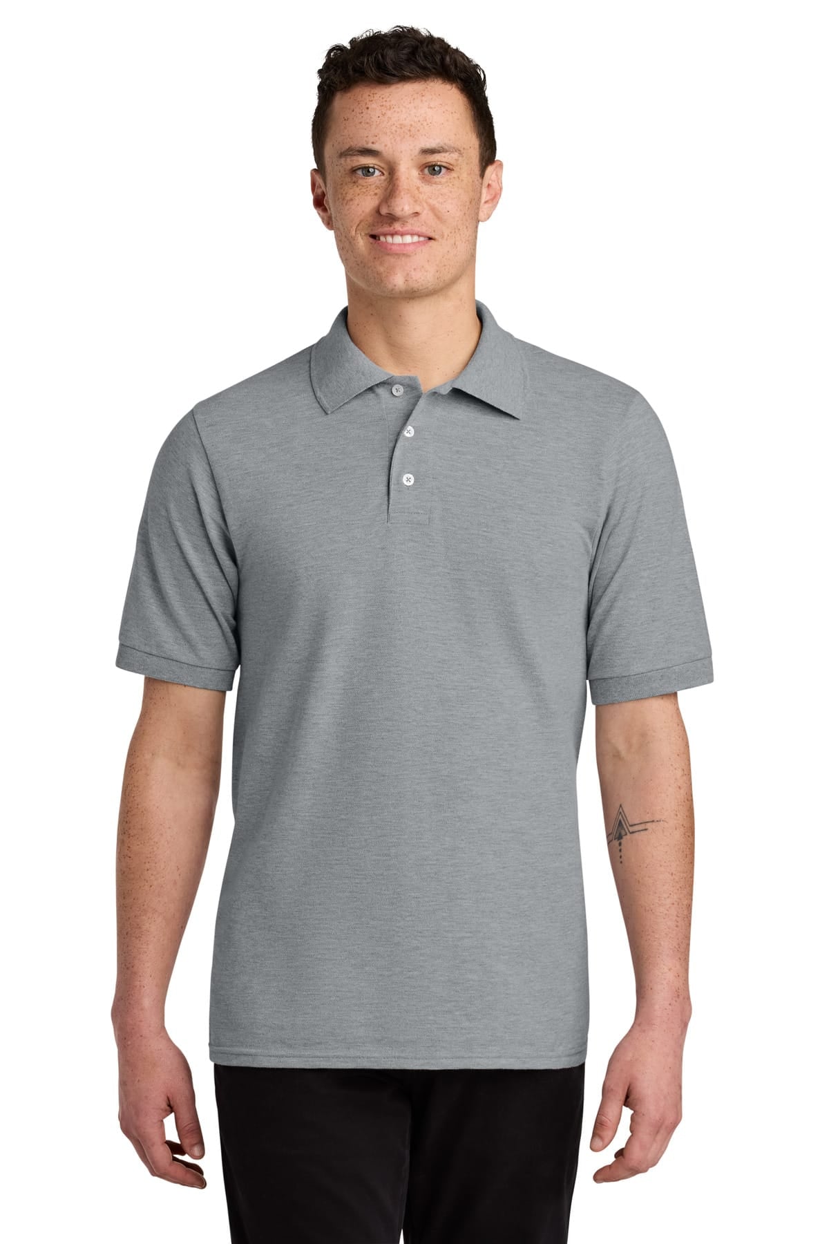 Jerzees 443M S / Athletic Heather Jerzees 443M Unisex Premium Ring Spun Cotton Pique Sport Shirt