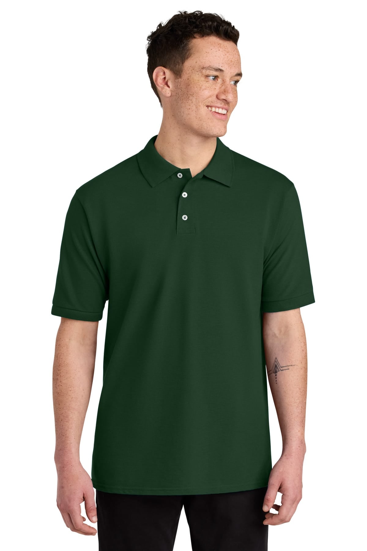 Jerzees 443M S / Forest Green Jerzees 443M Unisex Premium Ring Spun Cotton Pique Sport Shirt