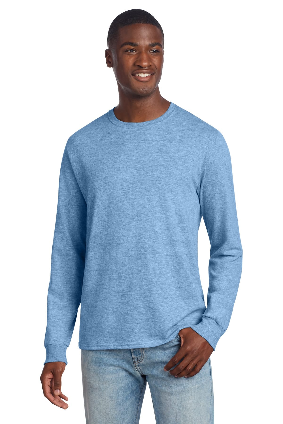 Jerzees 560LS S / Carolina Heather Jerzees 560LS Premium Blend Ring Spun Long Sleeve T-Shirt