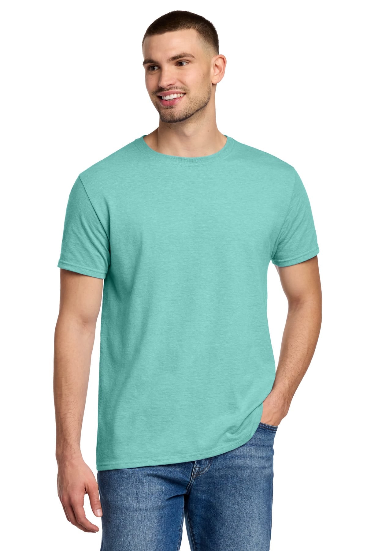 Jerzees 560M S / Simply Aqua Heather Jerzees 560M Premium Blend Ring Spun T-Shirt