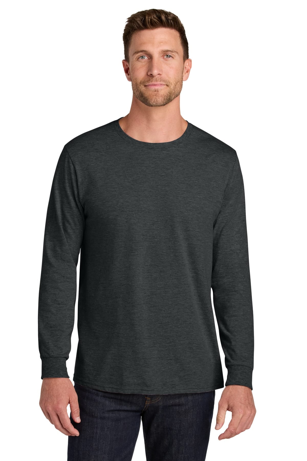 Jerzees IC46L S / Black Ink Heather Jerzees IC46L Ultimate Unisex Ring-Spun Long Sleeve T-Shirt