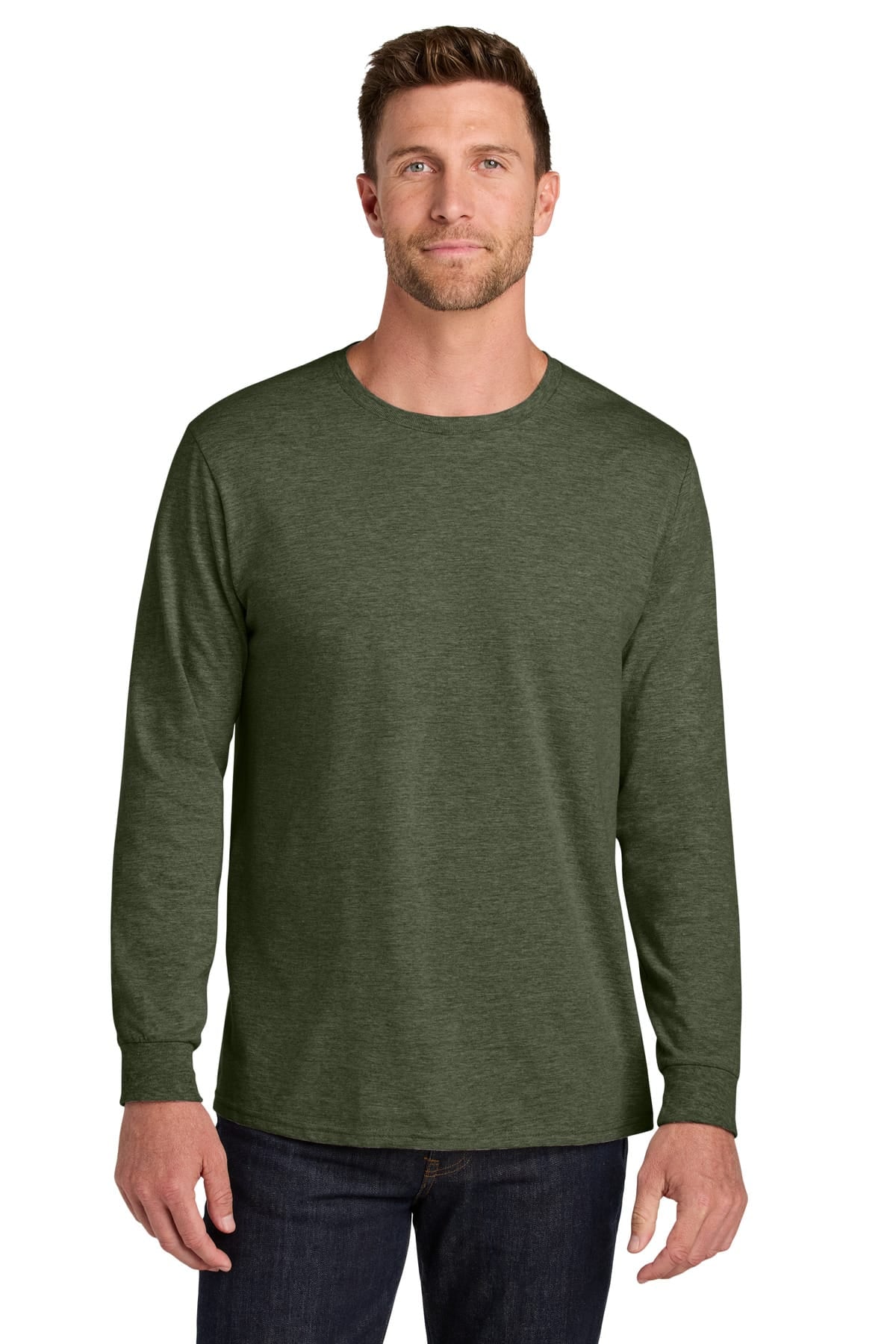 Jerzees IC46L S / Military Green Heather Jerzees IC46L Ultimate Unisex Ring-Spun Long Sleeve T-Shirt