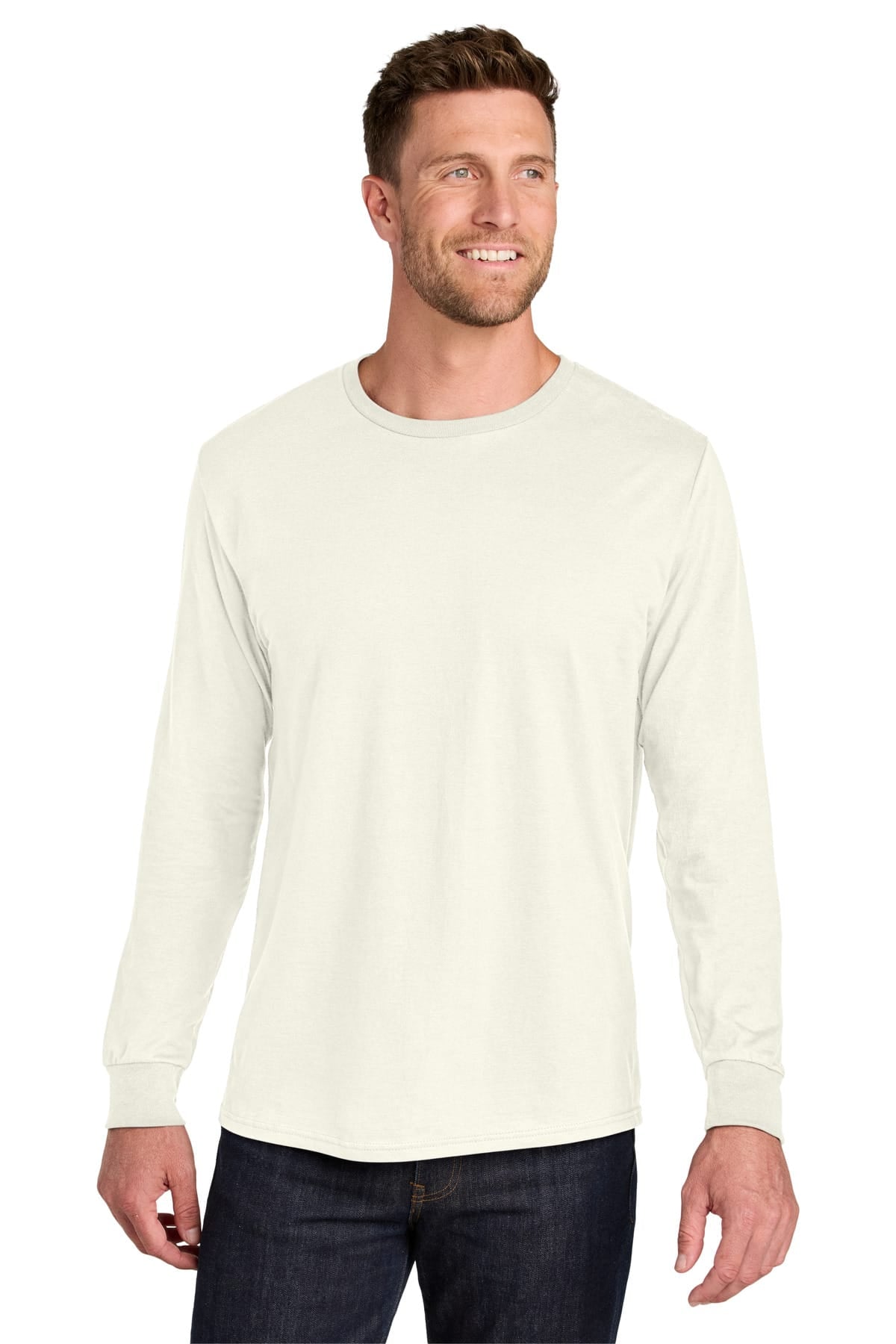 Jerzees IC46L S / Sweet Cream Heather Jerzees IC46L Ultimate Unisex Ring-Spun Long Sleeve T-Shirt