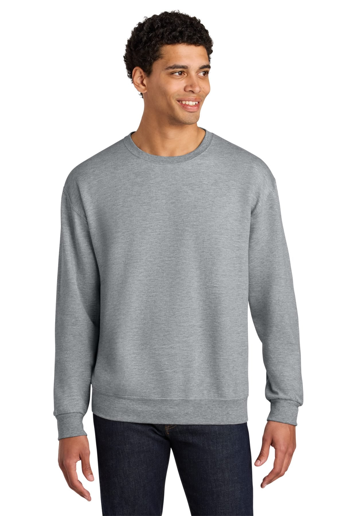 Jerzees IC48M S / Athletic Heather Jerzees IC48M Ultimate Unisex CVC Ring-Spun Crewneck Sweatshirt