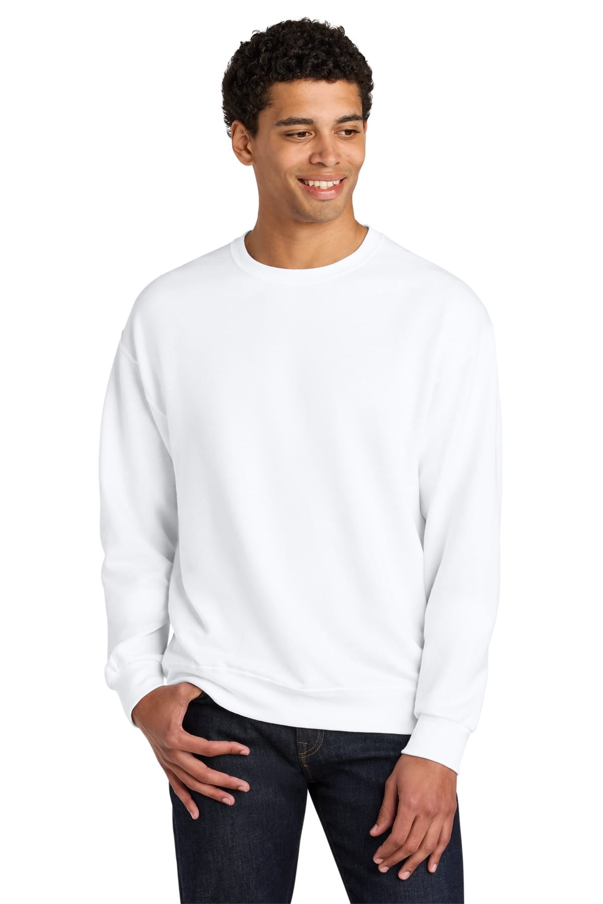 Jerzees IC48M S / White Jerzees IC48M Ultimate Unisex CVC Ring-Spun Crewneck Sweatshirt
