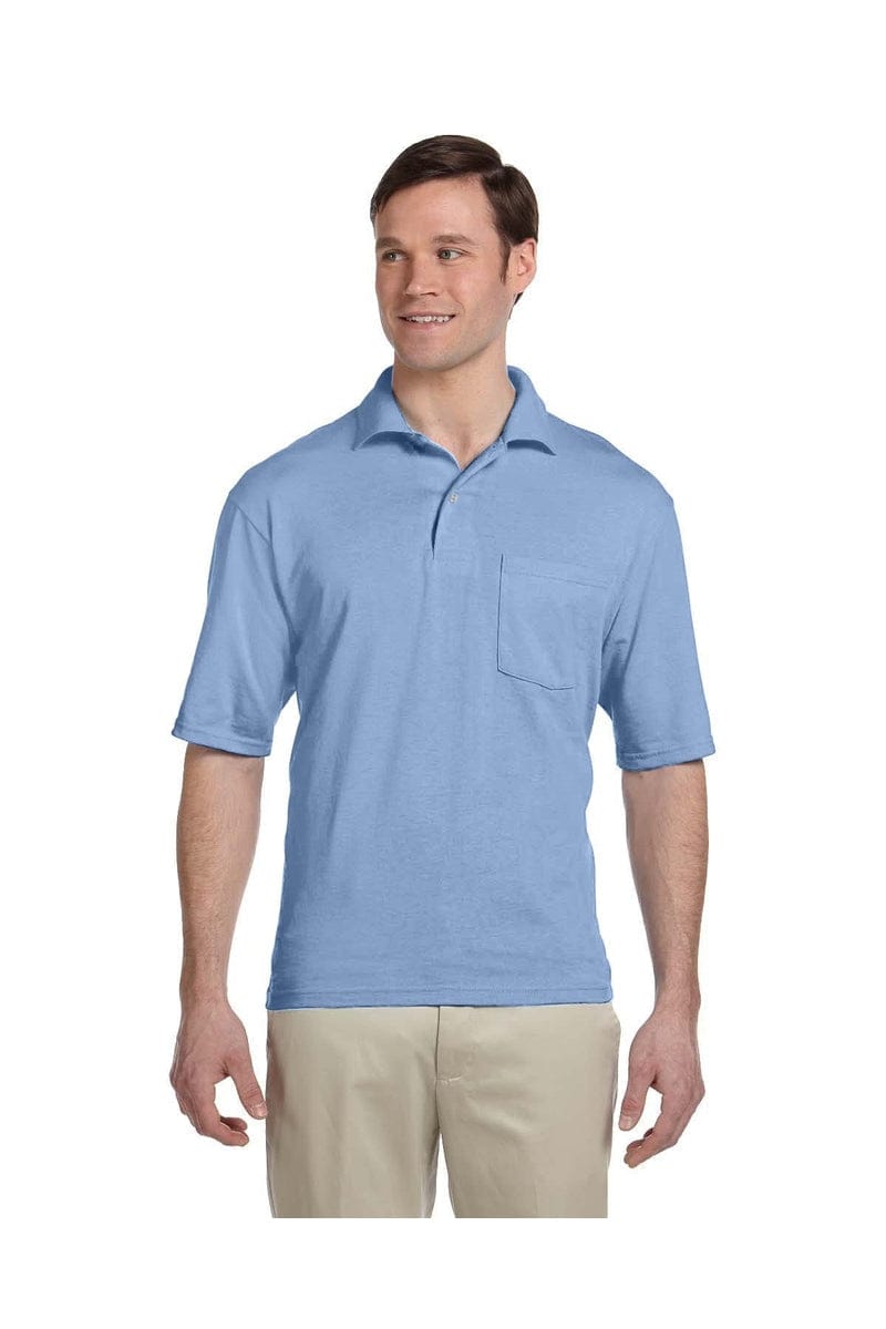 Jerzees Polos/Knits 5XL / Light Blue Jerzees 436P: Adult 5.6 oz. SpotShield(tm) Pocket Jersey Polo, Basic Colors