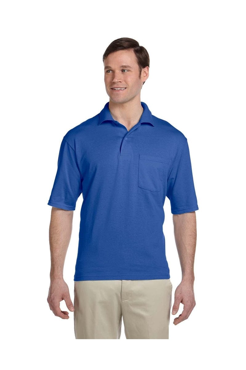 Jerzees Polos/Knits 5XL / Royal Jerzees 436P: Adult 5.6 oz. SpotShield(tm) Pocket Jersey Polo, Basic Colors
