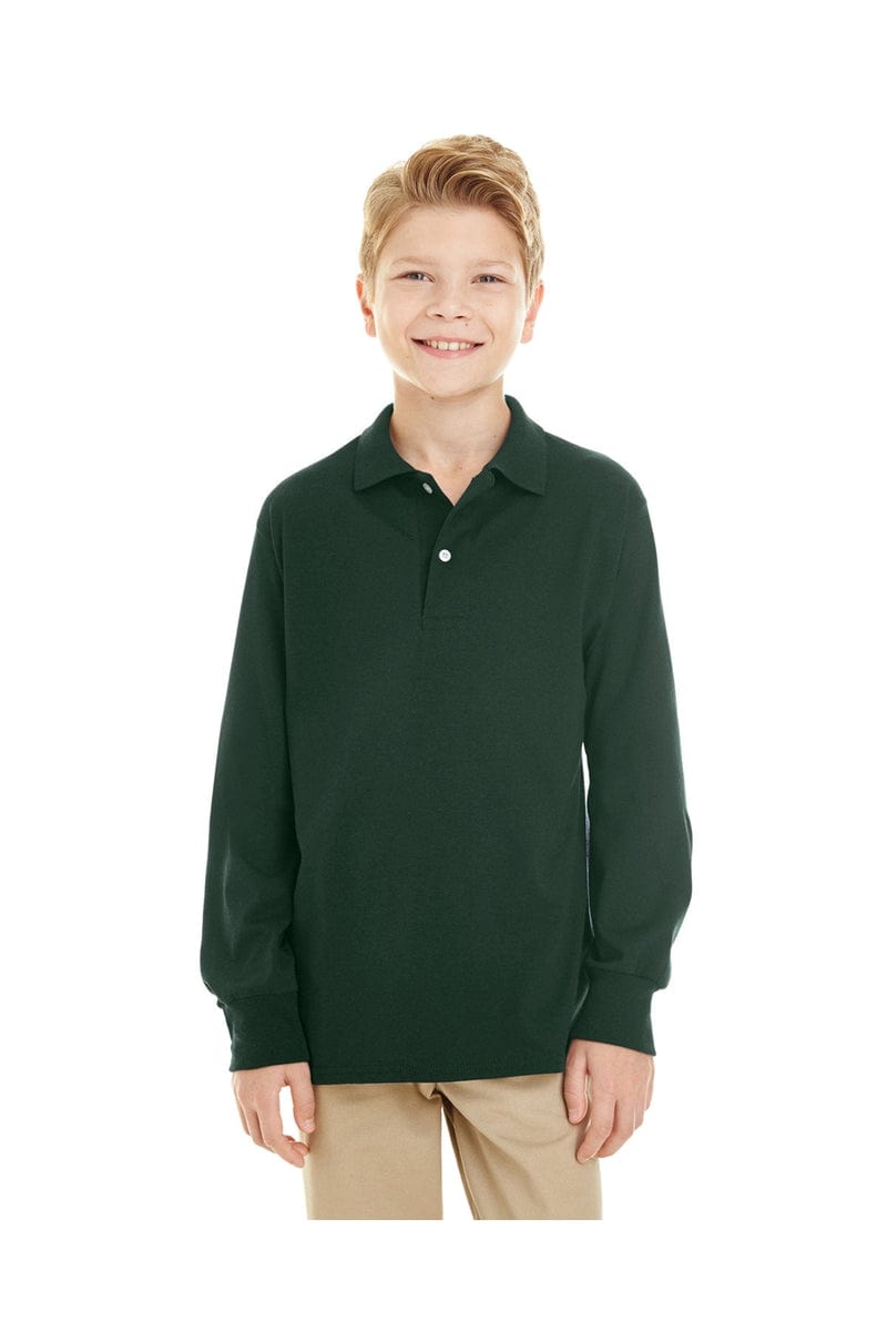 Jerzees Polos/Knits S / Forest Green Jerzees 437YL: Youth 5.6 oz. SpotShield(tm) Long-Sleeve Jersey Polo