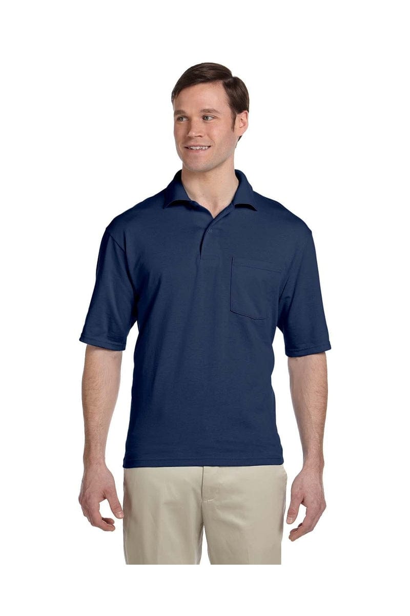 Jerzees Polos/Knits 5XL / J Navy Jerzees 436P: Adult 5.6 oz. SpotShield(tm) Pocket Jersey Polo, Basic Colors