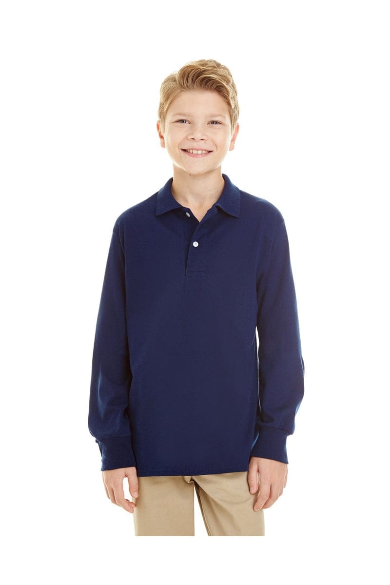 Jerzees Polos/Knits S / J. Navy Jerzees 437YL: Youth 5.6 oz. SpotShield(tm) Long-Sleeve Jersey Polo