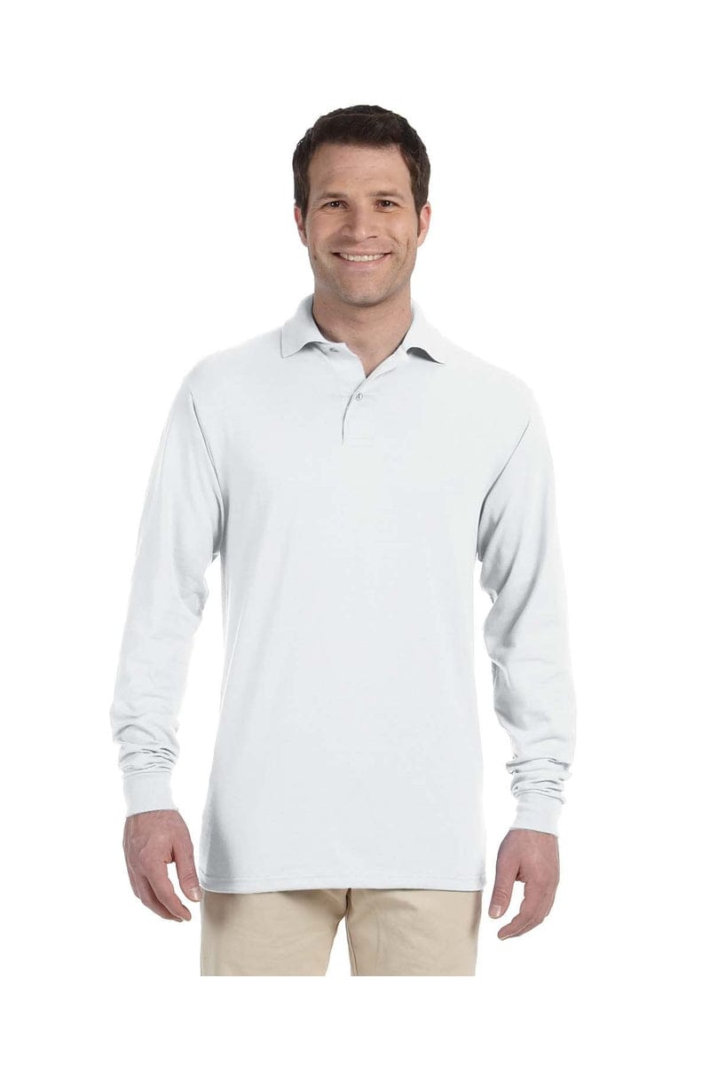Jerzees Polos/Knits S / White Jerzees 437ML: Adult 5.6 oz. SpotShield(tm) Long-Sleeve Jersey Polo
