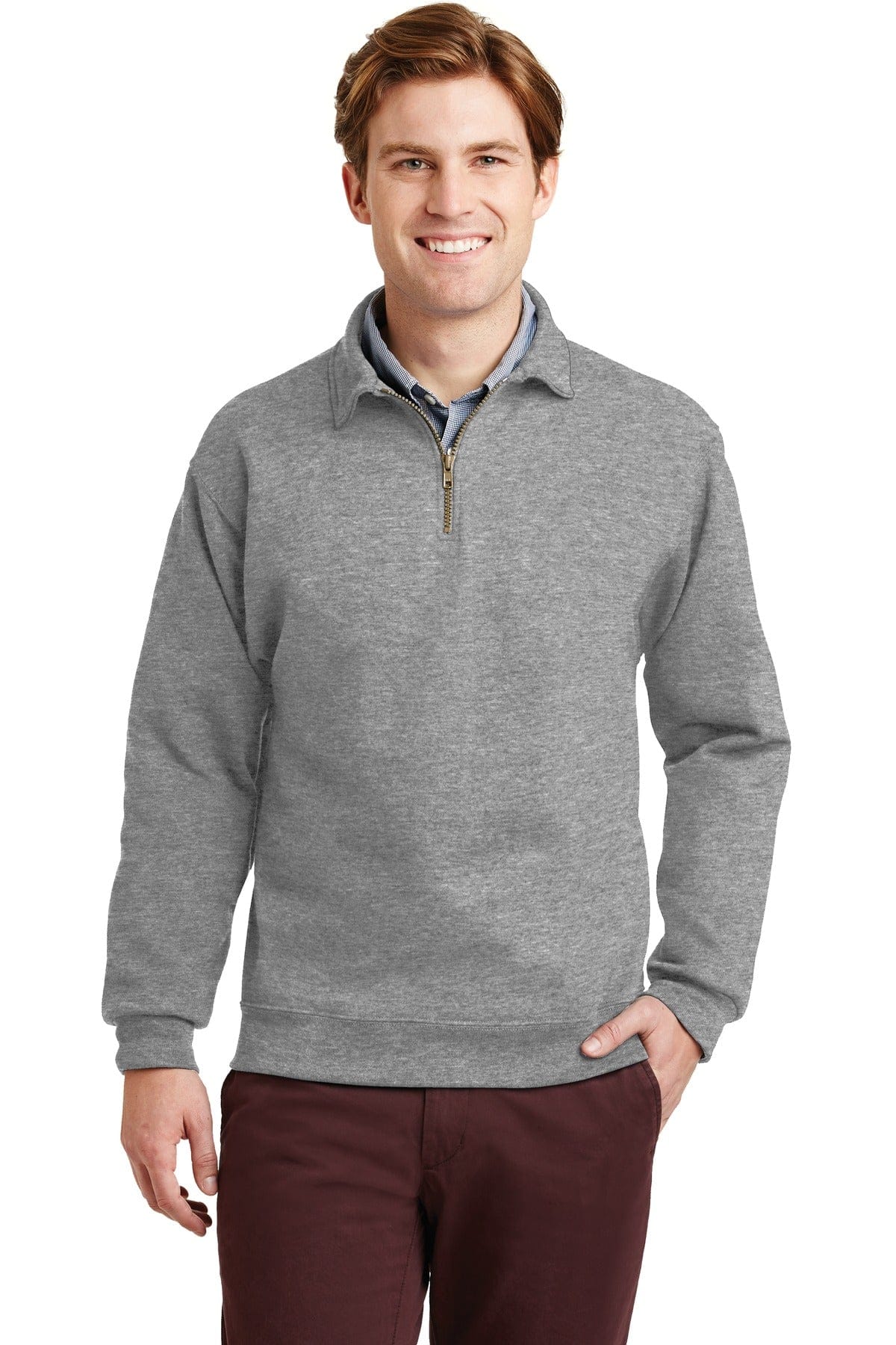 Jerzees Sweatshirts/Fleece Oxford / S Jerzees® Super Sweats® NuBlend® - 1/4-Zip Sweatshirt with Cadet Collar.  4528M