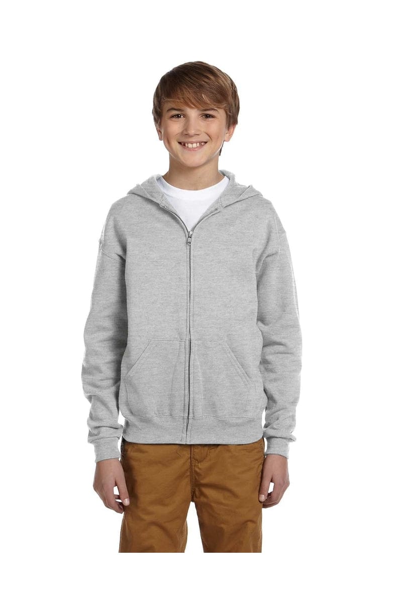 Jerzees Sweatshirts/Fleece S / Ash JERZEES 993B: Youth Wholesale Full-Zip Hooded Sweatshirt