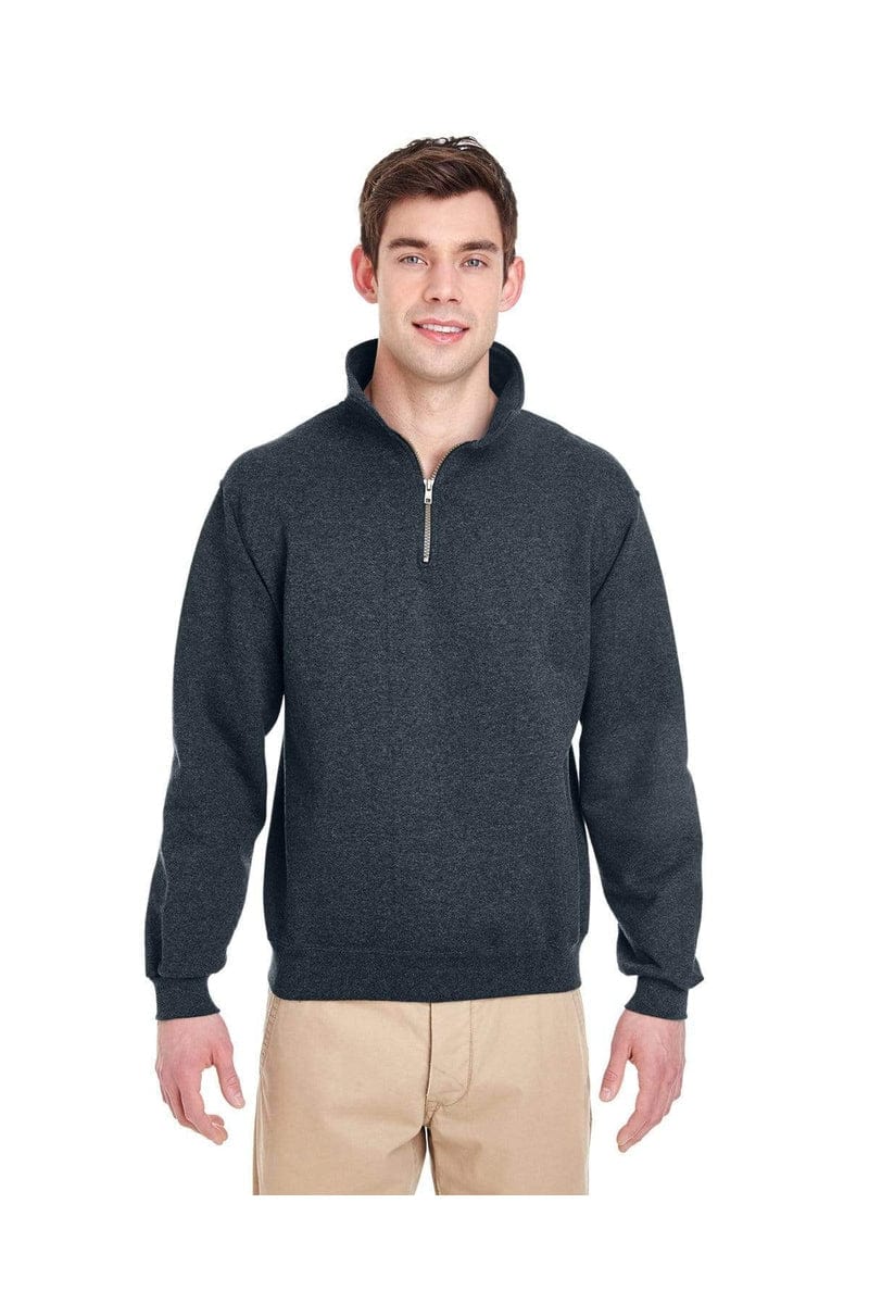 Jerzees Sweatshirts/Fleece S / Black Heather JERZEES 4528: SUPER SWEATS NuBlend 1/4-Zip Sweatshirt with Cadet Collar