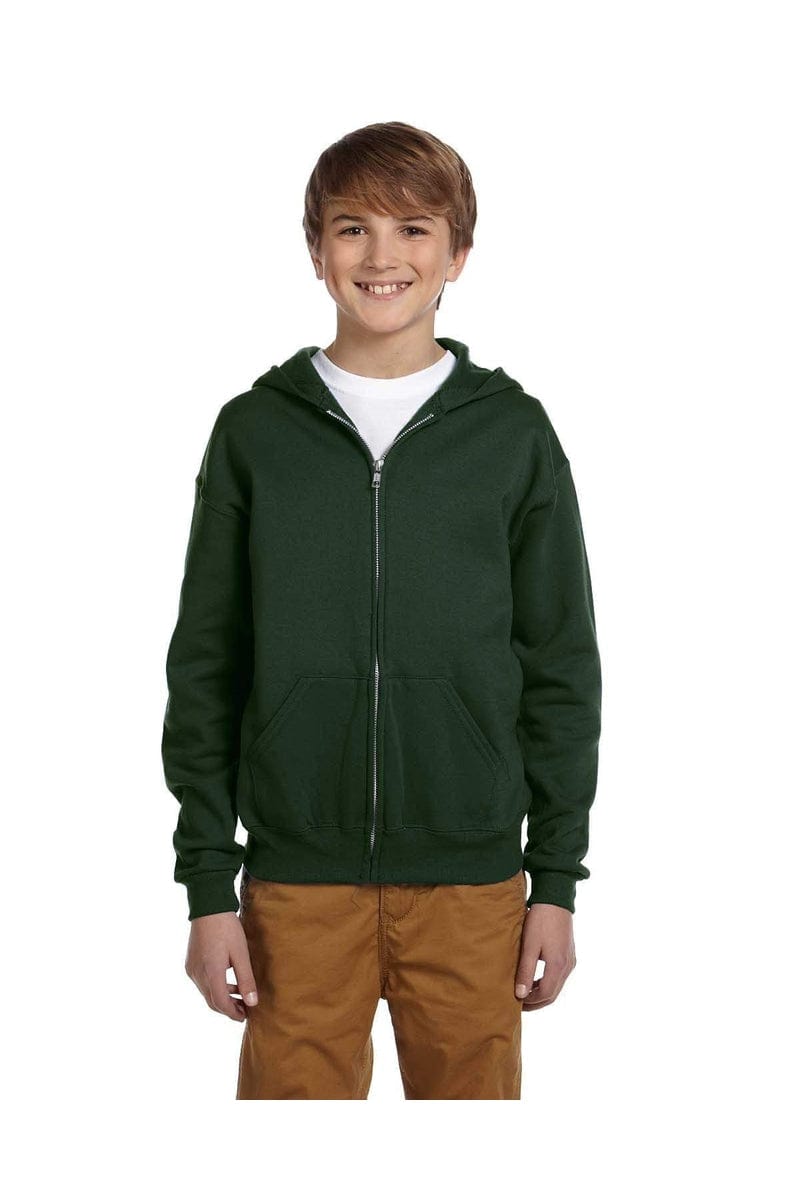 Jerzees Sweatshirts/Fleece S / Forest Green JERZEES 993B: Youth Wholesale Full-Zip Hooded Sweatshirt