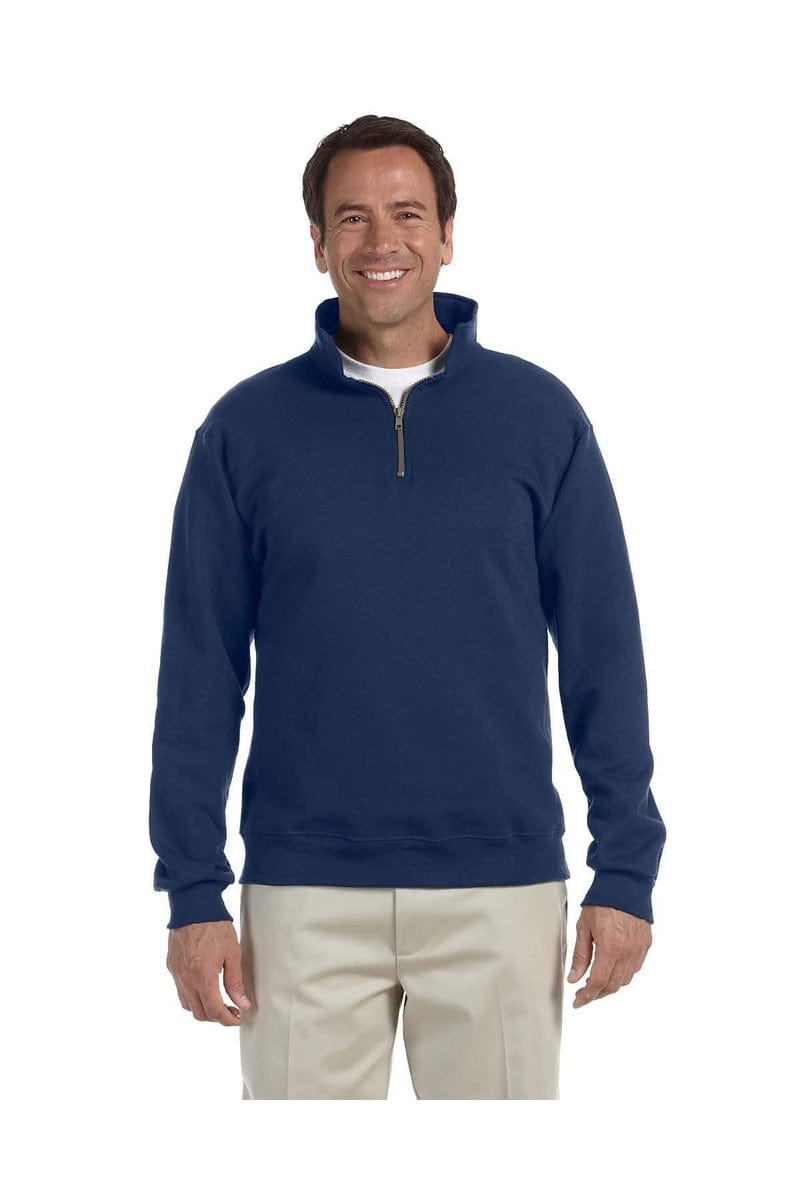 Jerzees Sweatshirts/Fleece S / J Navy JERZEES 4528: SUPER SWEATS NuBlend 1/4-Zip Sweatshirt with Cadet Collar