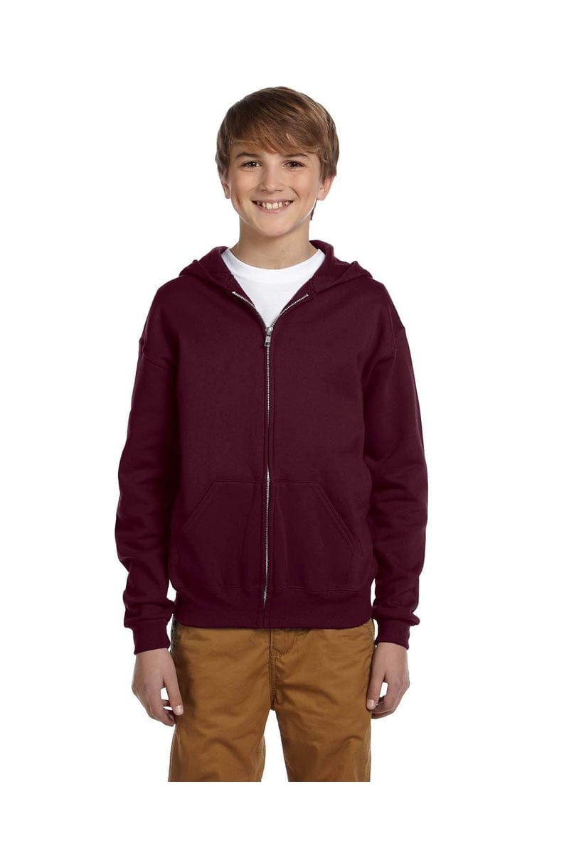 Jerzees Sweatshirts/Fleece S / Maroon JERZEES 993B: Youth Wholesale Full-Zip Hooded Sweatshirt