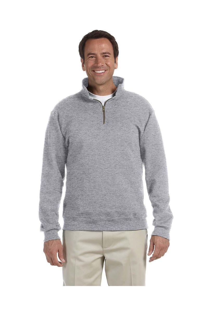 Jerzees Sweatshirts/Fleece S / Oxford JERZEES 4528: SUPER SWEATS NuBlend 1/4-Zip Sweatshirt with Cadet Collar