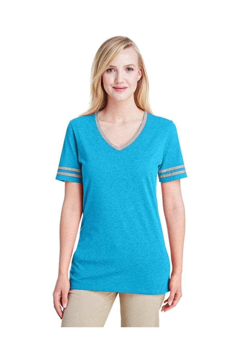 Jerzees T-Shirts Jerzees 602WVR: Ladies' 4.5 oz. TRI-BLEND Varsity V-Neck T-Shirt