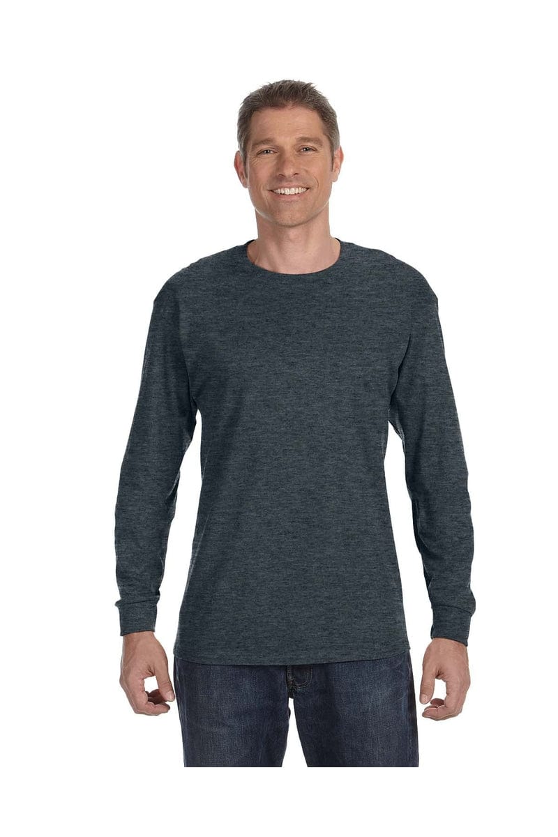 Jerzees T-Shirts S / Black Heather JERZEES 29L:  Active 50/50 Cotton/Poly Long Sleeve Wholesale T Shirt.