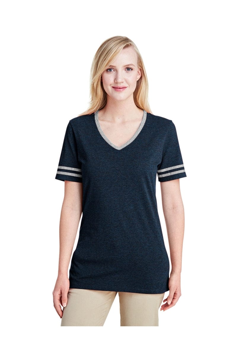 Jerzees T-Shirts S / Indigo Hth/ Oxfr Jerzees 602WVR: Ladies' 4.5 oz. TRI-BLEND Varsity V-Neck T-Shirt