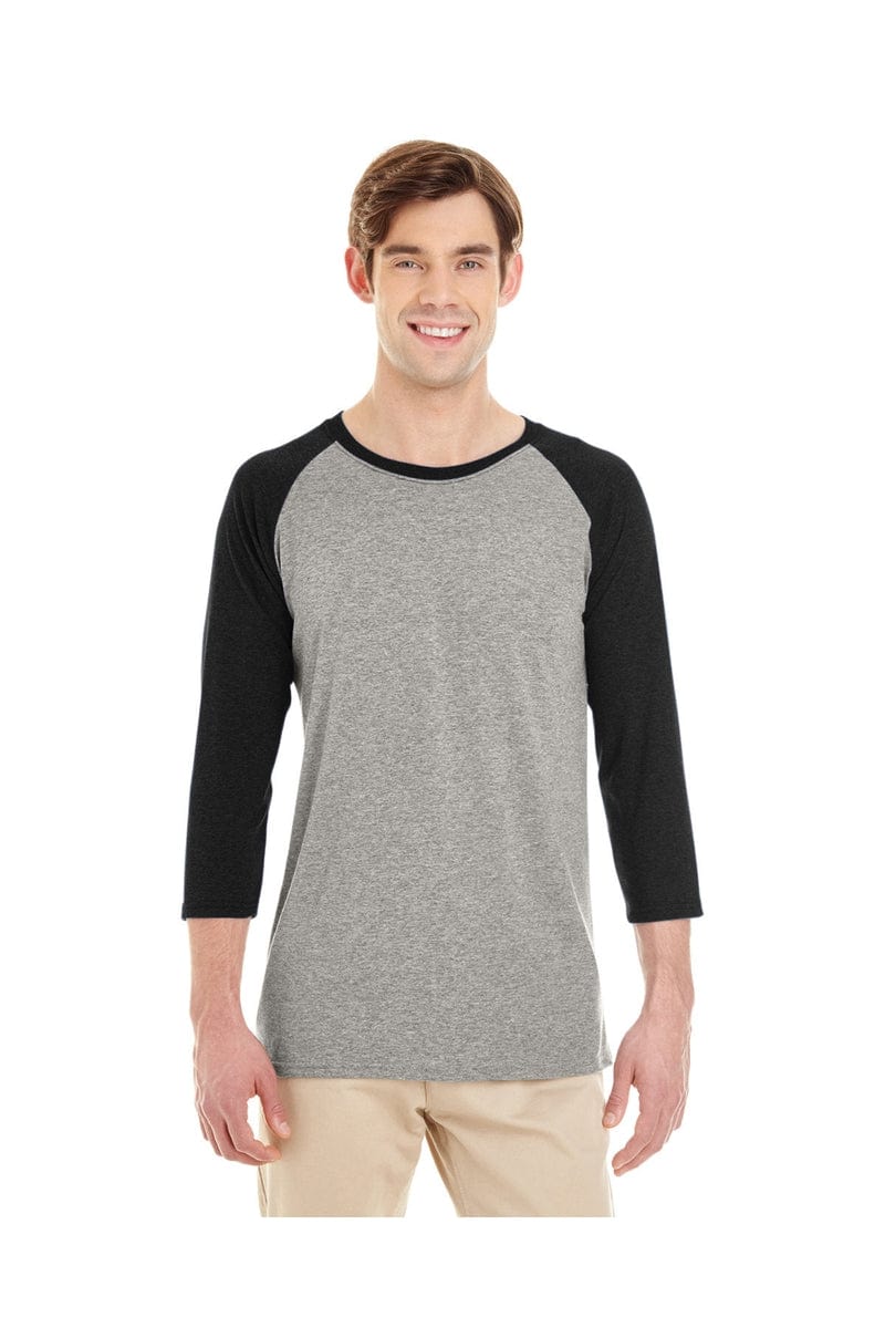 Jerzees T-Shirts S / Oxford/ Black Jerzees 601RR: Adult 4.5 oz. TRI-BLEND Baseball Raglan