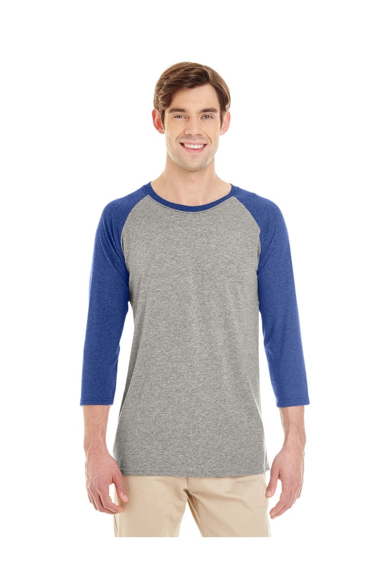 Jerzees T-Shirts S / Oxfrd/ Tru Bl Ht Jerzees 601RR: Adult 4.5 oz. TRI-BLEND Baseball Raglan