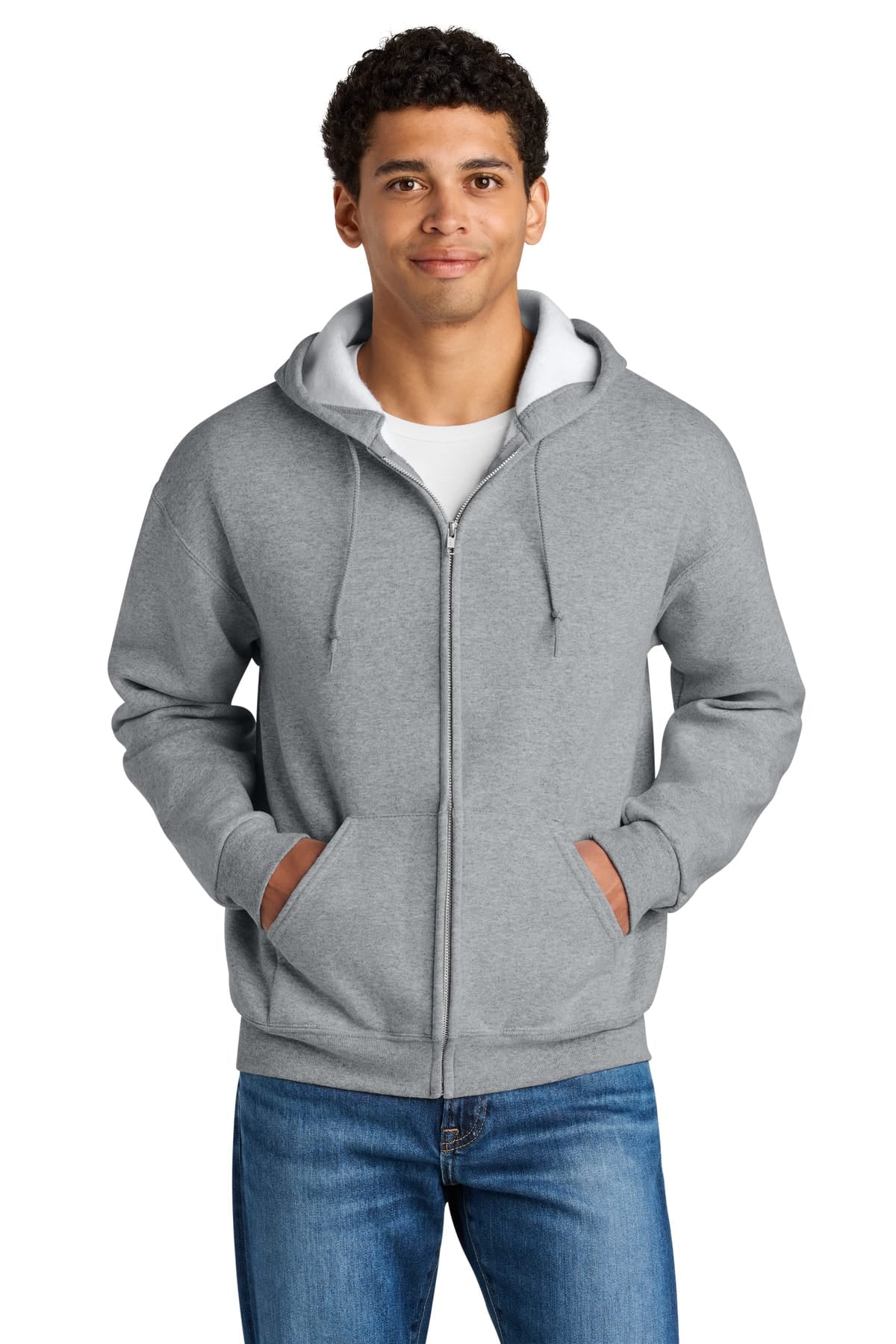 Jerzees Z12M S / Athletic Heather Jerzees Z12M Rugged Unisex Full-Zip Hooded Sweatshirt