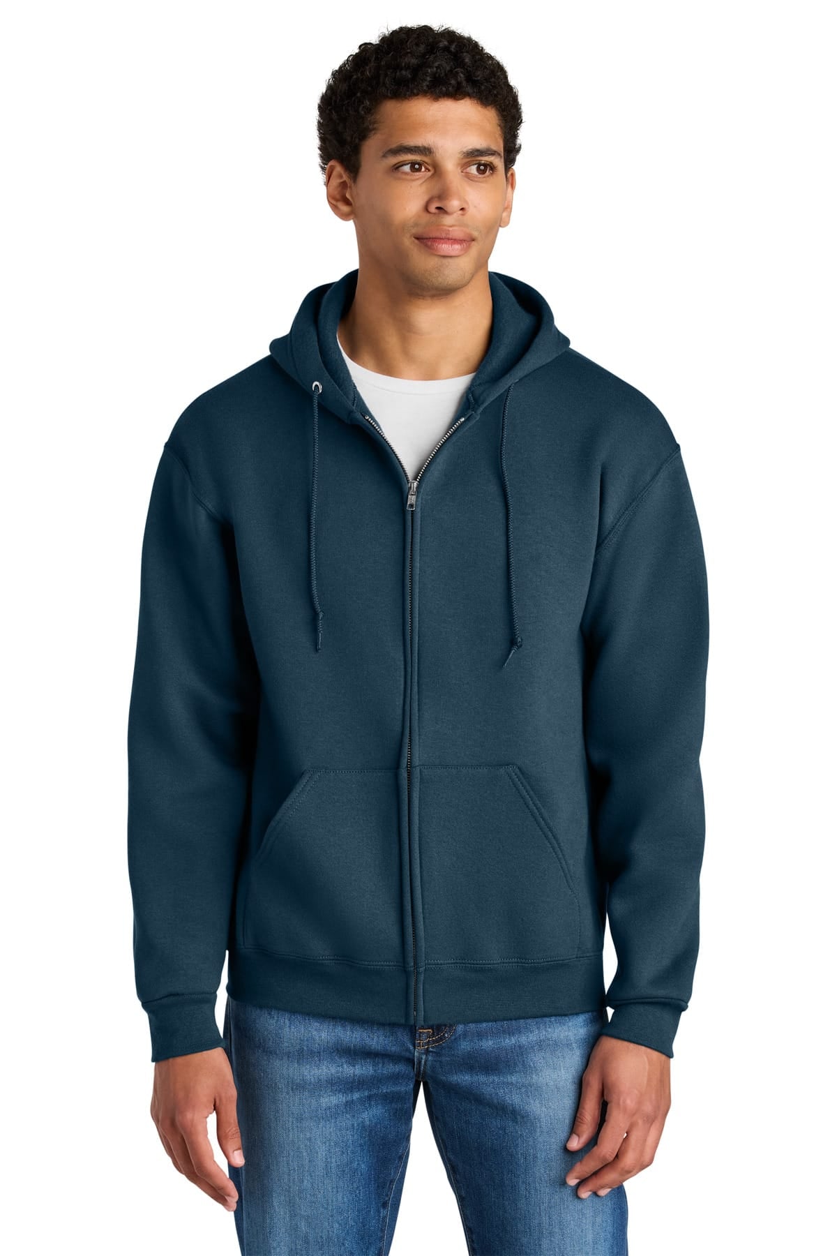 Jerzees Z12M S / Washed Navy Jerzees Z12M Rugged Unisex Full-Zip Hooded Sweatshirt