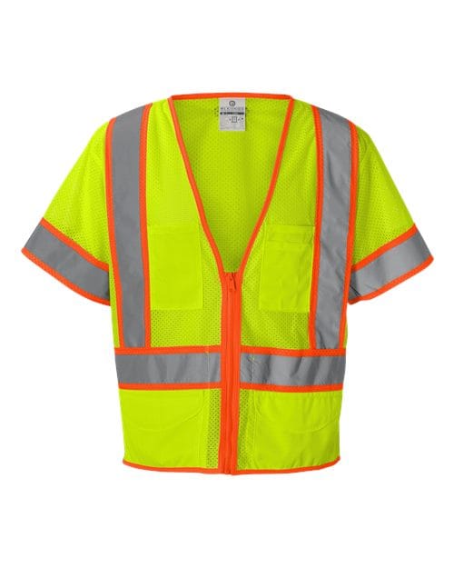 Kishigo 1242-1243-Unisex Ultra-Cool Six-Pocket Mesh Surveyor’s Vest in Lime