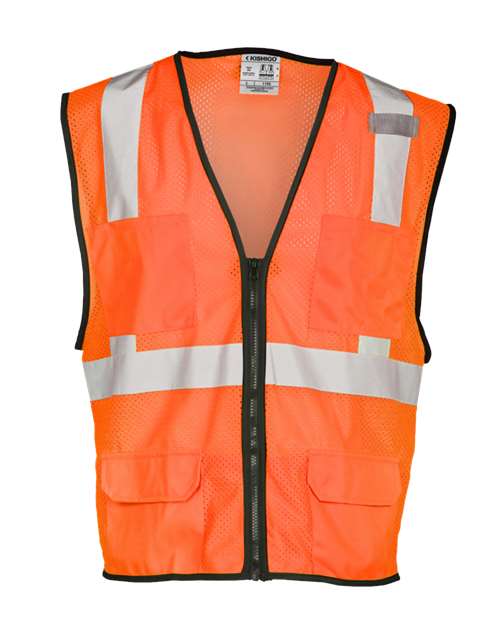 Kishigo 1191-1192-Unisex Economy Mesh 6-Pocket Vest in Orange