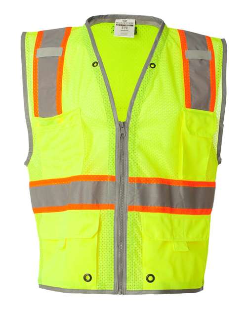 Kishigo 1510-1511-Unisex Premium Brilliant Series Heavy-Duty Class 2 Vest in Lime