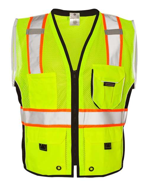Kishigo 1513-1514-Unisex Premium Black Series Heavy-Duty Vest in Lime