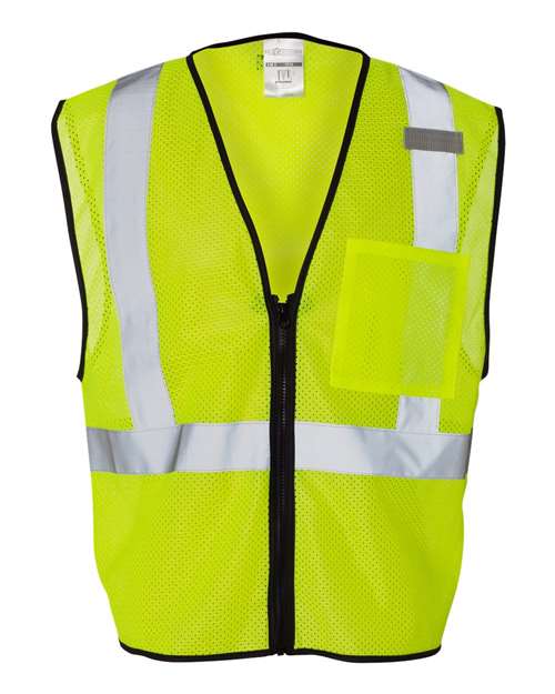 Kishigo 1519-1520-Unisex Single Pocket Zipper Mesh Class 2 Vest in Lime
